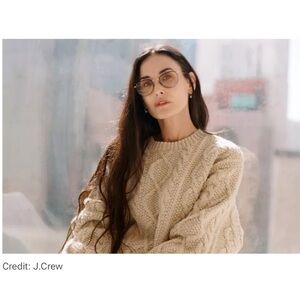 Vintage J. Crew Cable Knit Wool Tan Sweater Small